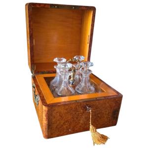 Charles X Liqueur Cellar Tuya Burl And Sycamore Baccarat Crystal Glassware