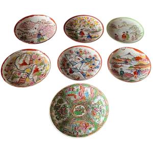 7 Coasters Japan Polychrome Satsuma 19th Century