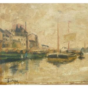 Albert Dupuy: Seascape Along The Seine, Entering The Harbor