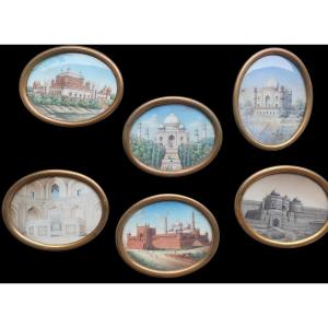 An Exceptional Set Of Six Miniatures From The School Of The East India Company, Dating From The Mughal And British Raj Periods