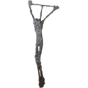 Christ On The Cross In The Style Of Germaine Richier Expressionist Sculpture Lead Monogram Chm