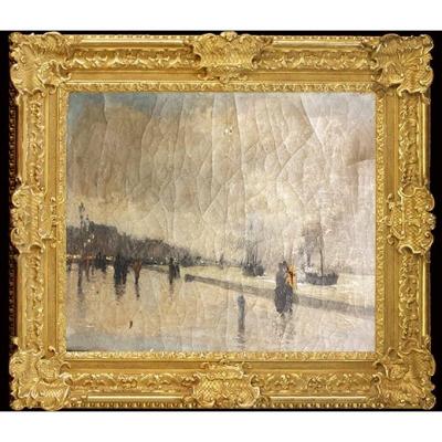 Oil On Canvas Postimpressionist 1886 The Quais Du Havre Signed