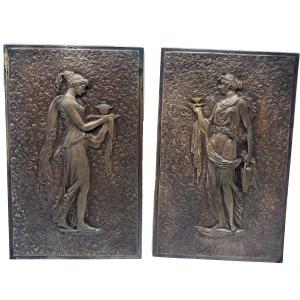 Pair Of Bronze Plate XIXth In The Taste Of Ferdinand Barbedienne