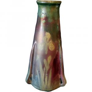 Vase Clement Massier Iridescent Floral Decor Swamp Iris