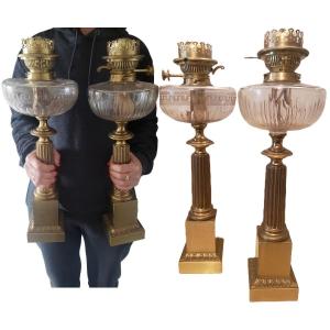 Pair Of Carcel Empire Lamps In Bronze Moderator Lamp