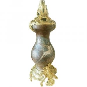 19th Century Lamp Gilt Bronze Mount And Gres Painted The Angel With The Zither Goddess Aurora