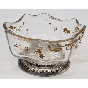 PolylobÉ Bowl In Baccarat Crystal Sterling Silver & Enameled Frame