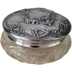 Bombonniere Baccarat Cut Crystal And Sterling Silver Vermeil Art Nouveau