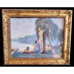 Gouache 1941 Summer Matinee Signed To Decipher