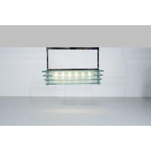 Large Hanging Chandelier, Glass Ceiling Light, Italy 1970s.