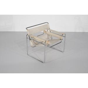 "b3 Wassily" Armchair In Fabric By Marcel Breuer For Gavina, 1925.