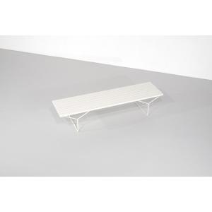 Bench "400" In White Wood By Harry Bertoia For Knoll International.