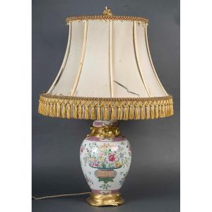 A 19th Century Chinese Famille Rose Style Samson Porcelain Ginger Jar Lamp