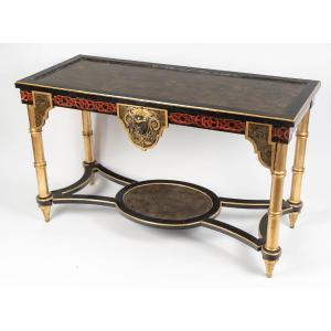 Rare Japonism Faux Bamboo Napoléon III Console Table, Circa 1885