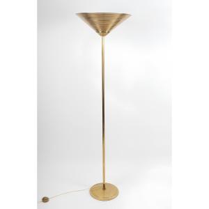 Monumental Brass Torchiere Floor Lamp Italian Work, Circa 1965–1975, In The Stilnovo Style