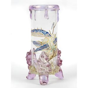 E.rousseau (1827-1890) & E-b.leveillé (1841-1913) "epinoches" Vase, Prov. G.cappa Collection