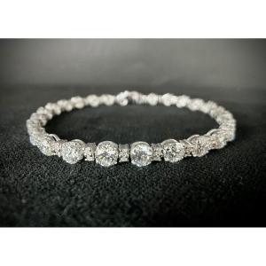 Tennis Bracelet In White Gold Set With 8.60 Carats Of Brilliants (vs-si)
