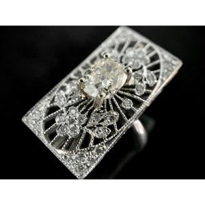 Platinum Cushion Cut Diamond Ring Of 1.20 Carats And 46 Brilliant