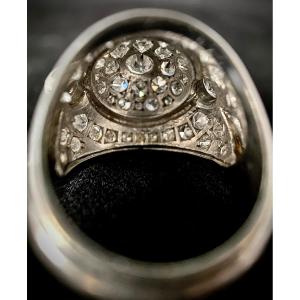 18k White Gold Dome Ring Set With 57 Diamonds Total: 2.60 Carats