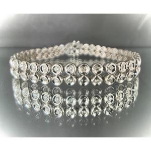 18k White Gold Double River Bracelet Decorated With 2.40 Carats Of Brilliant-cut Diamonds