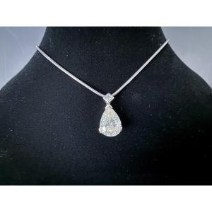 5 Carat Pear-shaped Diamond Pendant (ij-si), Topped With A 0.08 Carat Brilliant. 