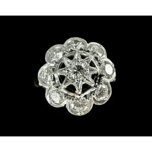 18-carat White And Yellow Gold Ring Set With 9 Brilliants Totaling 0.72 Carats