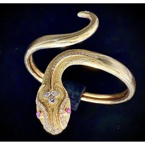 18-carat Yellow Gold Slave Bracelet In The Shape Of A Snake