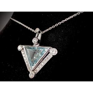 18k White Gold Pendant Set With A 4.50 Carat Triangular-cut Blue Diamond