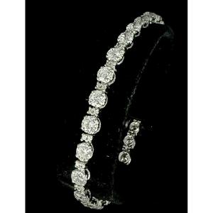River Bracelet Composed Of 27 Brilliant-cut Diamonds Totaling 8.10 Carats (vs/si-g/h)