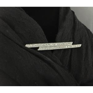 Art Deco Barrette And Pendant From 1930 In Gold And Platinum Set With Two Rows Of 38 Diamonds