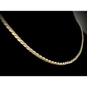 18-carat Yellow Gold Necklace With Braided And Domed Links, 58 Centimeters Long