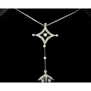 Early 20th Century Platinum Pendant With 1 Carat Of Diamonds