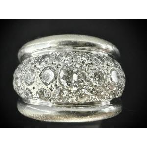 White Gold Dome Ring Set With A 1.53 Carat Pavé Of Brilliant-cut Diamonds