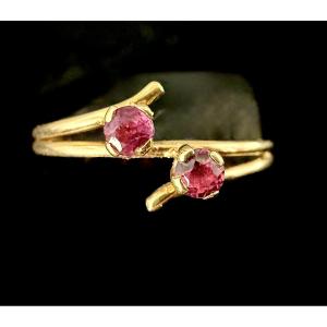 Yellow Gold Ring Set With Two Rubies