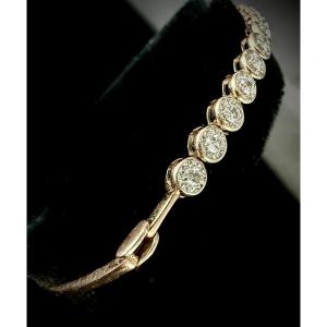 Semi-rigid Bracelet In 18-carat Rose Gold Adorned With 11 Diamonds