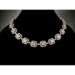 18-karat Yellow Gold Necklace Set With 11.84 Carats Of Baguette And Brilliant-cut Diamonds