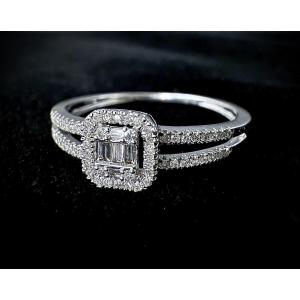 White Gold Ring Set With Baguette-cut And Brilliant-cut Diamonds