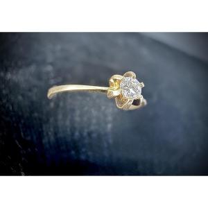 Ring In 18-carat Yellow Gold Set With A 0.08-carat Brilliant (vs-e/f)
