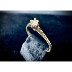 Yellow Gold Ring Set With A 0.08 Carat Brilliant-cut Diamond (si-i/j)