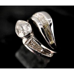 18k White Gold Ring Set With A 1.25 Carat Pear Diamond (g / H-vs)