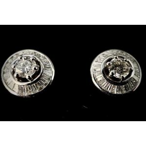 Pair Of 18k Earrings Set With 2 Diamonds 0.50 Carat + 1.50 Carats