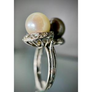 'you And Me' Ring Set With Pearls