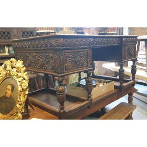 Richly Carved Oak Desk