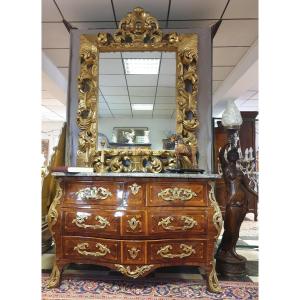 Important Mirror In Golden Wood