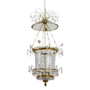 Two-light Russian Lantern Chandelier In Crystal And Gilded Bronze