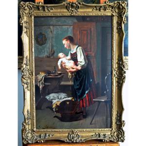 Agapit Stevens 1848-1924. Mother With Baby.