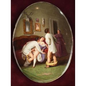 Porcelain Plaque "love Game", Kpm Berlin, Circa 1830