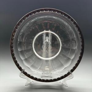 Frosted Glass Dish With Silver Rim.