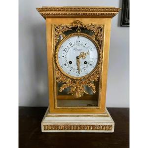 Louis XVI Marble And Gilded Bronze Clock