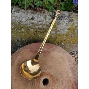 18th Century Bronze Ladle With Anthropomorphic Decor 